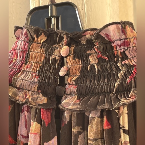 NWT $545 The Kooples Romantic Flowy Floral Black Mini Dress in English Roses - Picture 4 of 7